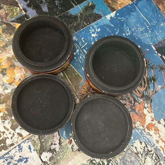 2 Vintage Celestial Trinket Box Wood Carved SUN & Moon Jewellery Holder 3.5" - Picture 8 of 16